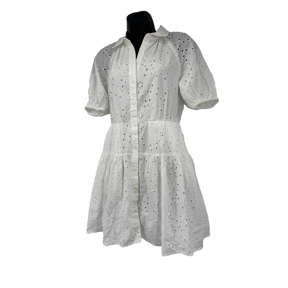 a new day Dresses & Skirts - A New Day White Puff Sleeve Eyelet Cotton Dress XS cottagecore fairy boho beachy